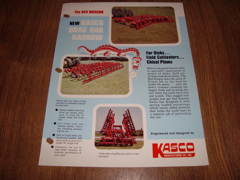 Vintage Kasco Drag Bar Harrow Brochure Single Page