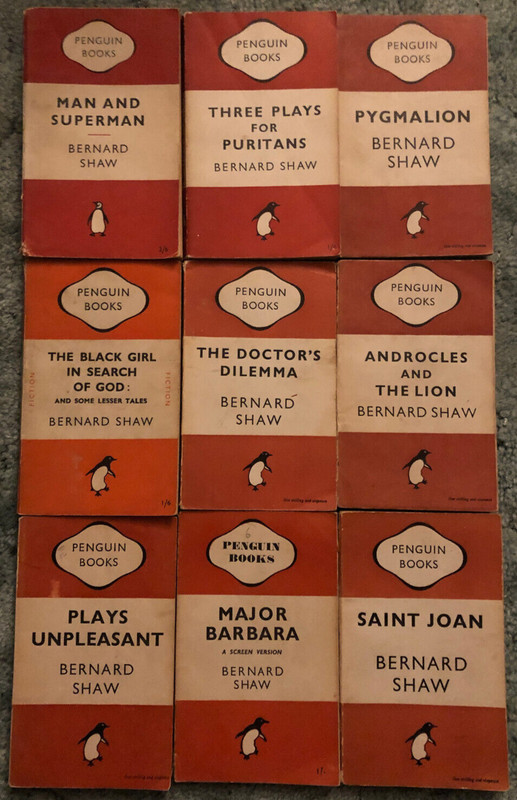 Bernard Shaw books, lot of 9 Penguin editions, Man and Superman, Pygmalion, etc.