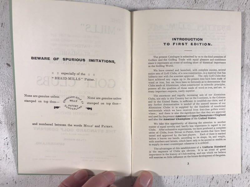 Mills Patent Standard Aluminium Golf Clubs Facsimile of Antique Catalogue gallery