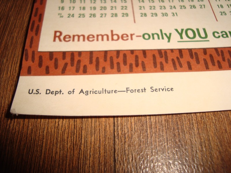 Vintage 1962 Calander State Forestry Department US Dept Agriculture Single Page gallery