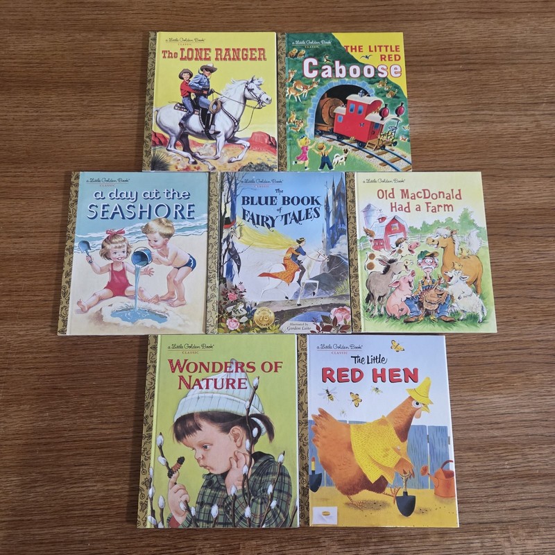 Lot Of 7 Vintage Reprint Little Golden Books Farm Fairytale Nature