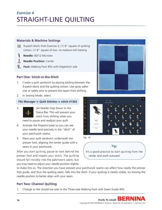 BERNINA 990 QUILTING WORKBOOK - HEAVY-DUTY WIRE BOUND - PROTECTIVE FRONT & BACK gallery