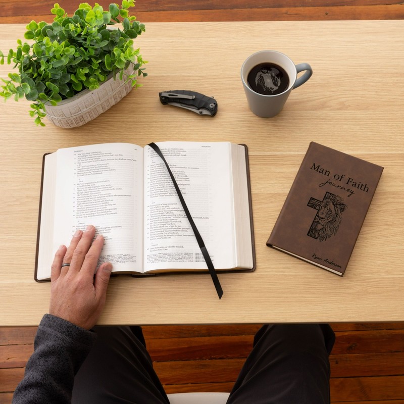 Personalized NASB Wide-Margin Reference Bible & Prayer Journal Set, Baptism Gift gallery