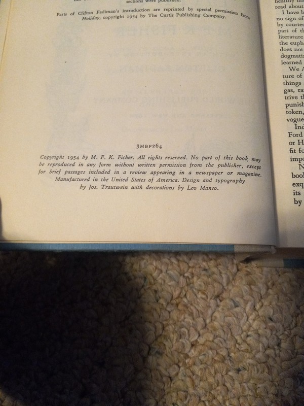 VTG 1954 The Art Of Eating - M.F.K. Fisher - HCDJ - First Edition/Later Printing gallery