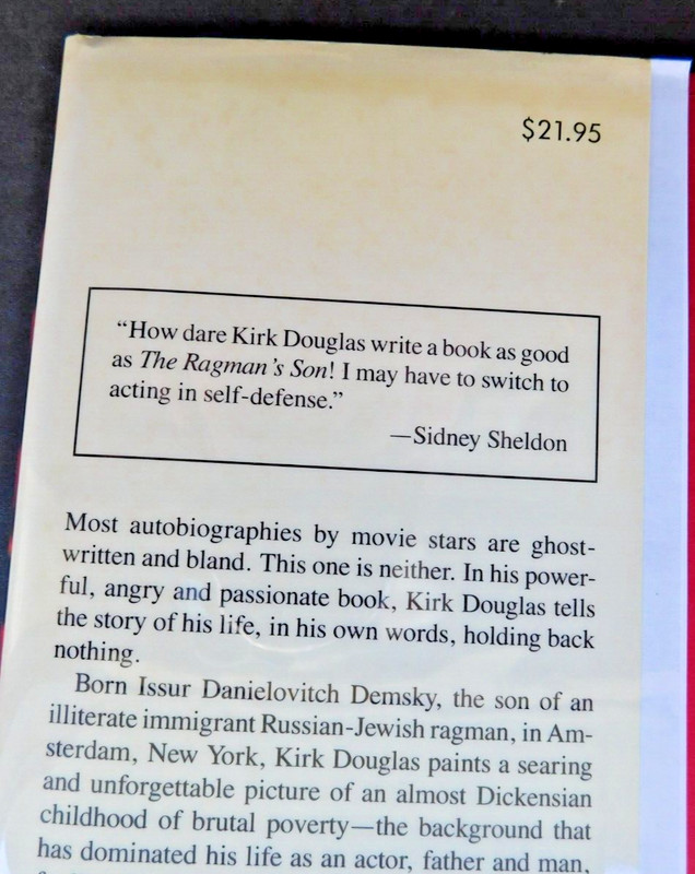*SIGNED* Hollywood memoir KIRK DOUGLAS 1988 Life photos RAGMAN'S SON 510 pages gallery