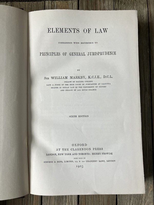 Antique Unread Uncut 1900s Law Book | Elements Of Law (1905) - William Markby gallery