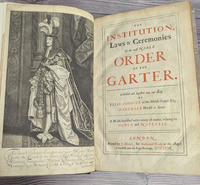 Ashmole - Order of the Garter 1672 - Folio - 32 Plates + Portrait - Knighthood gallery