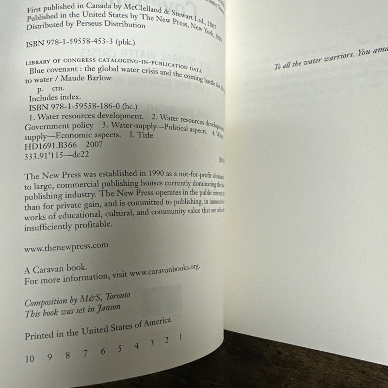 First Edition: Blue Covenant By Maude Barlow gallery