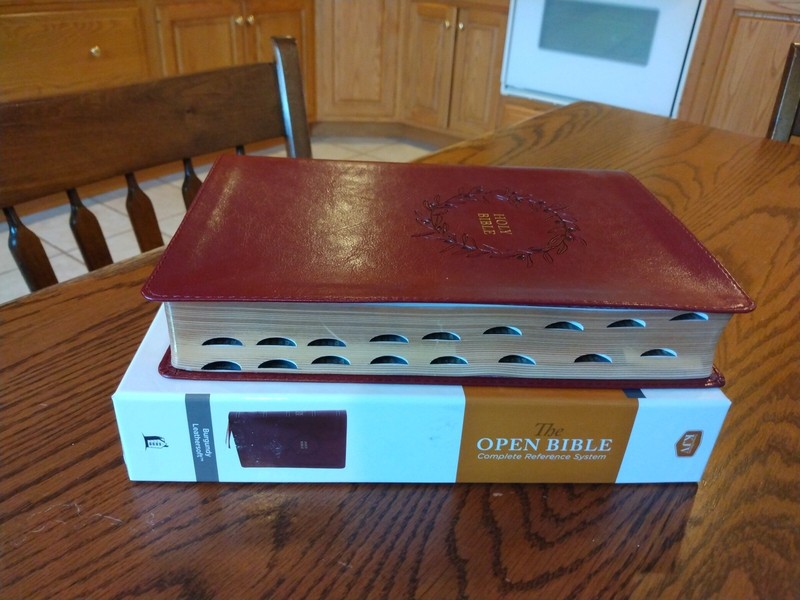 KJV THE OPEN BIBLE Leathersoft Burgundy INDEXED Complete Reference System