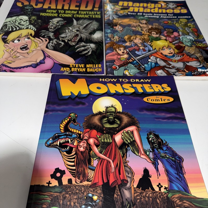 How To Draw: Monsters, Manga, Horror Comics Lot Of 3