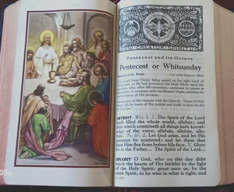 ANTIQUE CATHOLIC LATIN ENGLISH MISSAL; FINE BINDING; TLM BRIGHT GILT; CA.. 1962 gallery
