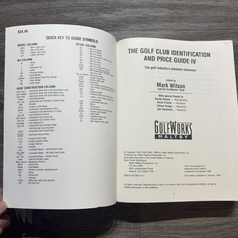 Golf Club Identification Price Guide IV 1950-1998 GolfWorks Maltby 4th Edition gallery