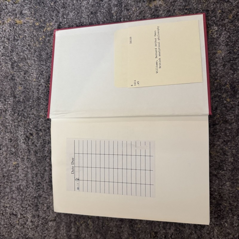 BRITISH ANALYTICAL PHILOSOPHY (INTERNATIONAL LIBRARY OF By Bernard Williams gallery