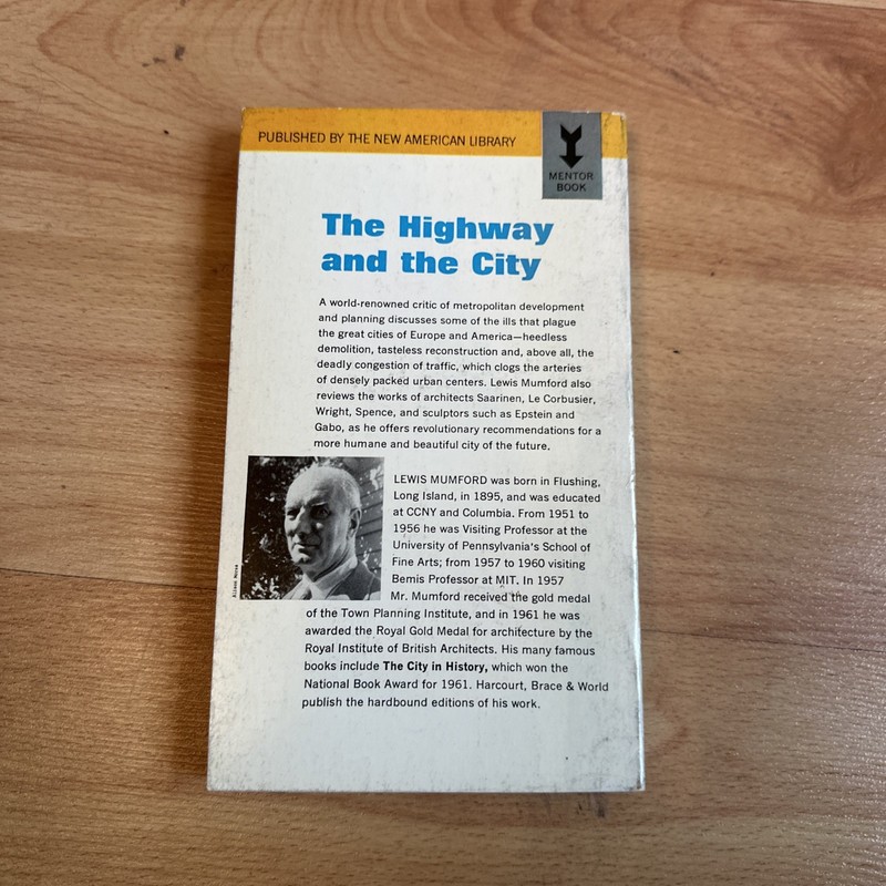 Lewis Mumford The Highway and the City Paperback New American Library Urban gallery
