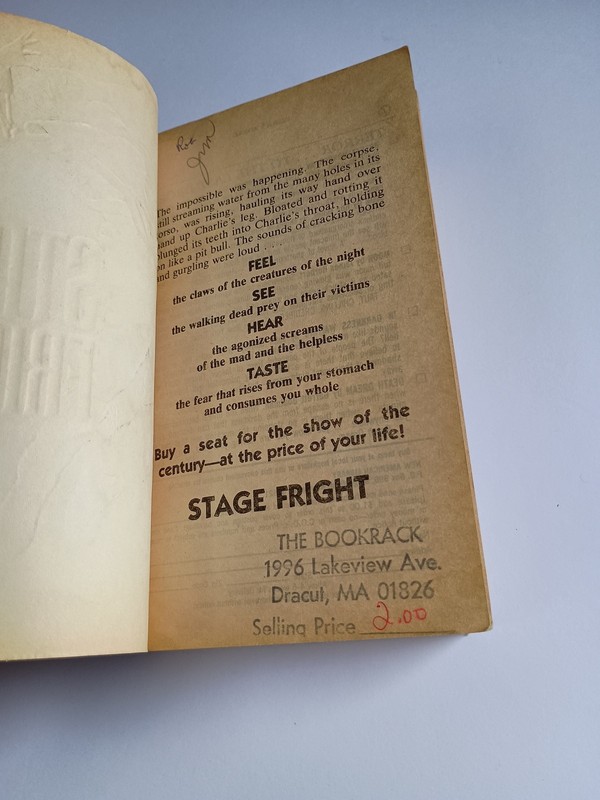 Stage Fright by Garrett Boatman 1st Edition New American Library, 1988 gallery