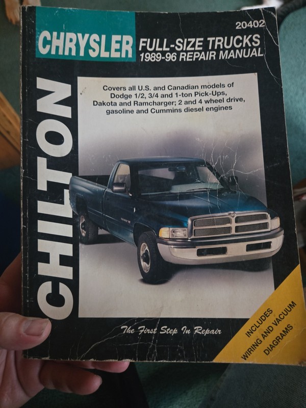 CHILTON Chrysler Full-Size Trucks 1989-96 Repair Manual 20402 Shop Book