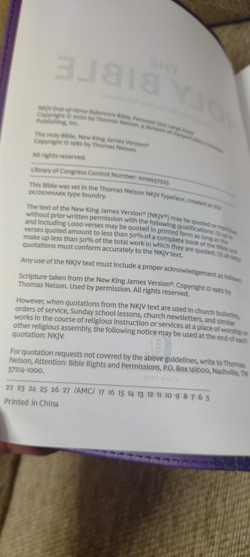 NKJV End-Of-verse Reference Bible, Personal Size Large Print, Purple leathersoft gallery