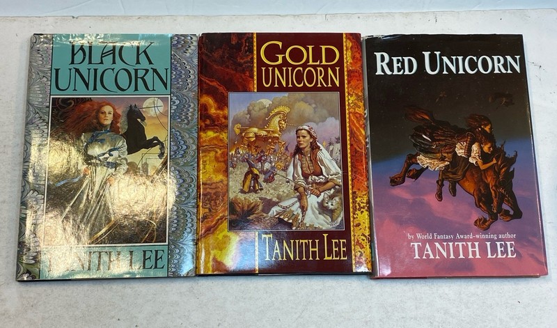 Tanith Lee Unicorn Complete Trilogy Series Books 1-3 Black Red Gold Book Club ed