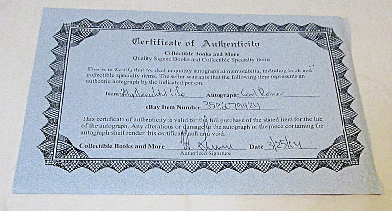 SIGNED My Anecdotal Life: A Memoir By Carl Reiner First Edition with COA gallery