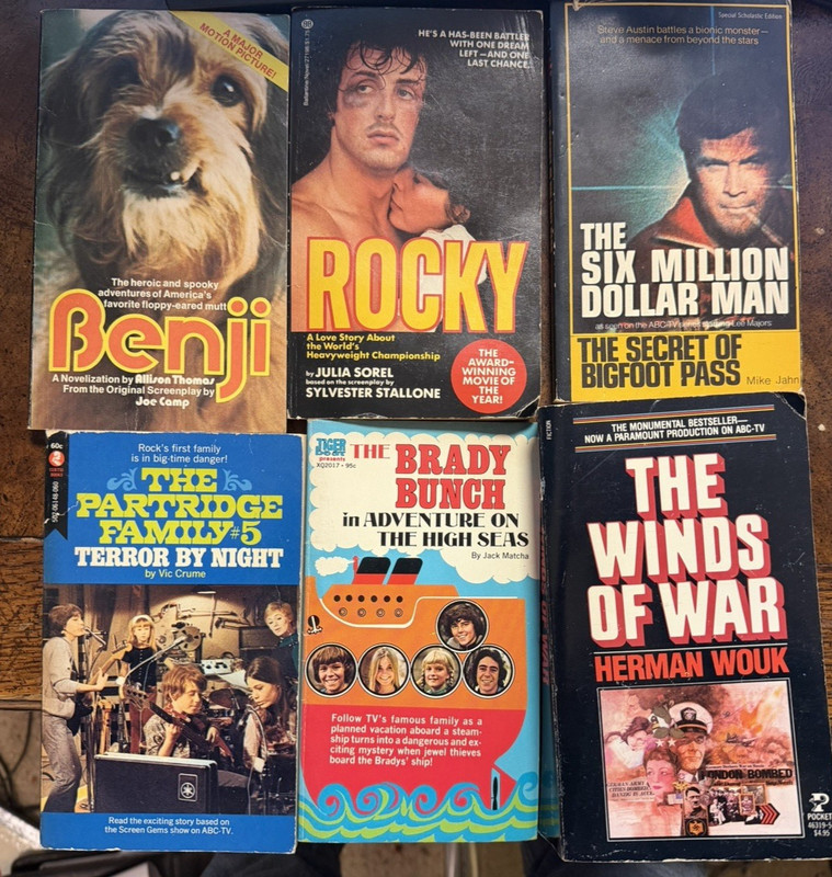 Vintage TV & Movie Tie-In Book Lot (15) Rocky Benji Brady Bunch $6MM Man
