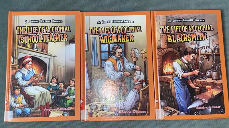 Lot 3 Jr Graphic Colonial America Books Schoolteacher, Wigmaker, Blacksmith