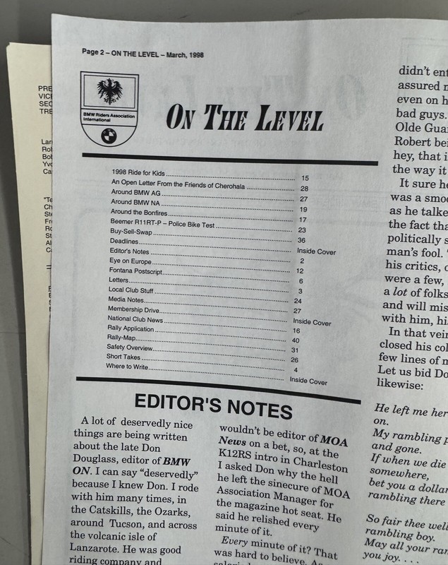 On The Level BMW Riders Magazine Mar 1998 Vol 27 No 3 • 75 Yrs BMW Motorcycles gallery