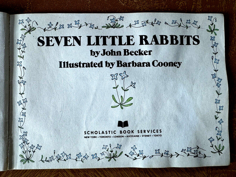 Vintage Book, Seven Little Rabbits by John Becker, Paperback 1973 gallery