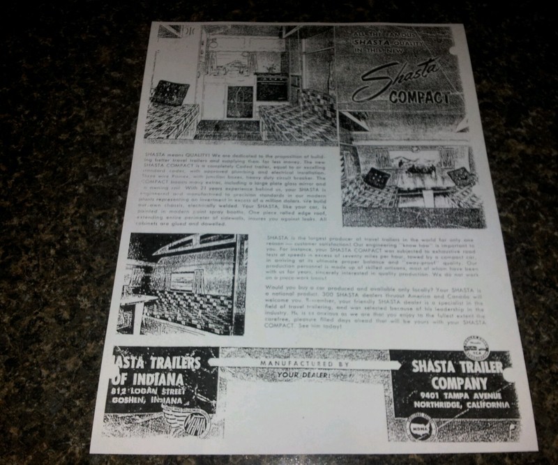 SHASTA VINTAGE TRAVEL TRAILER OWNERS MANUAL NEW (COPY) gallery
