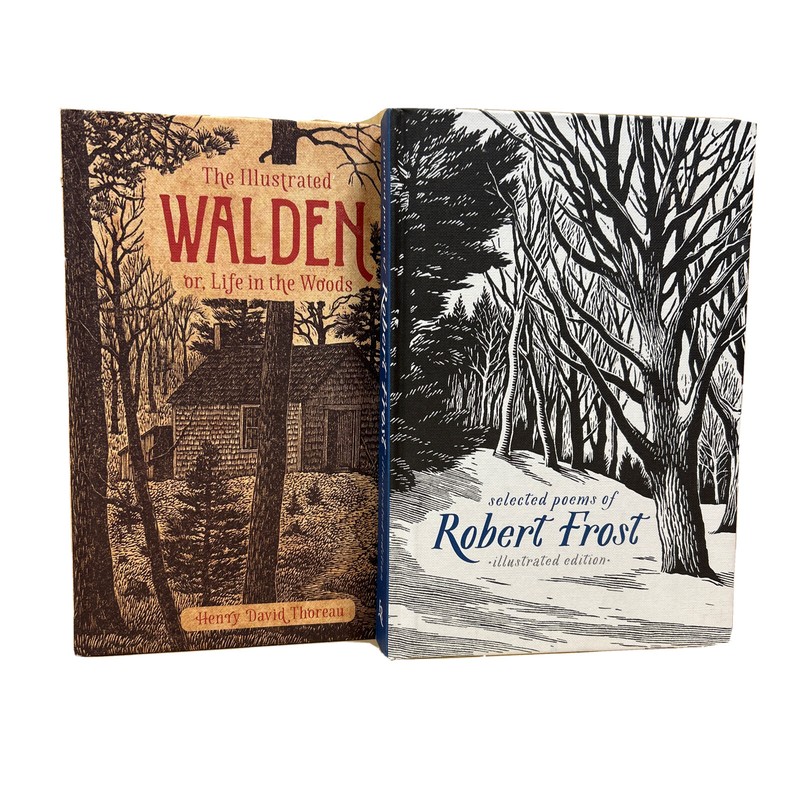❤️SELECTED POEMS of ROBERT FROST / The ILLUSTRATED WALDEN 2 Books NEW