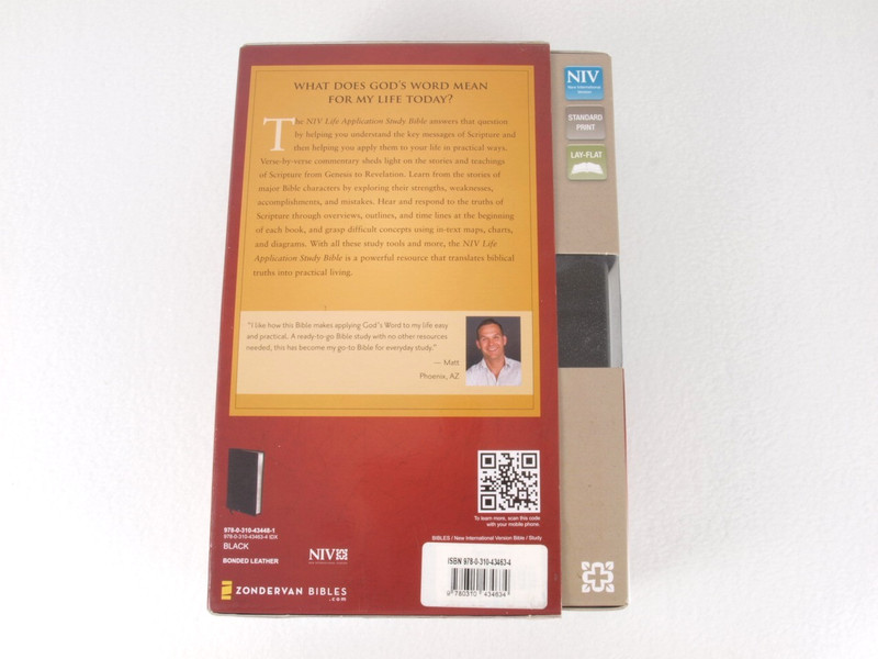 Zondervan NIV Life Application Study Bible Indexed Black Leather 1984 2011 USA gallery