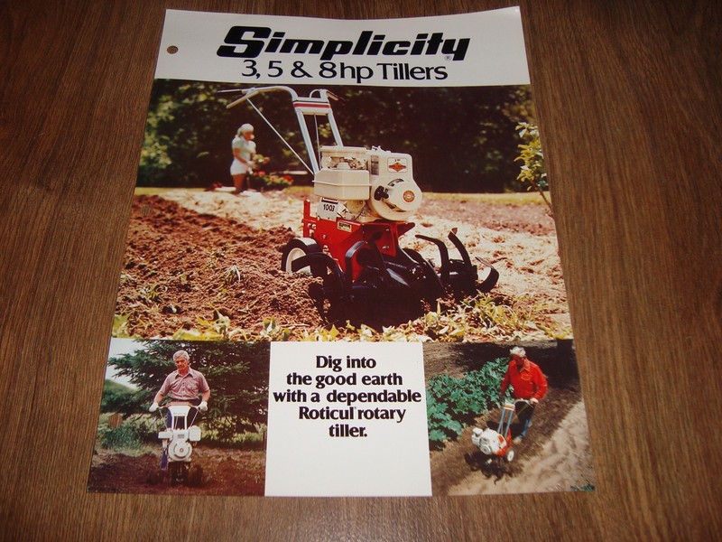 Simplicity 3, 5 & 8 HP Tillers Brochure LIT-790706-20A Single Page