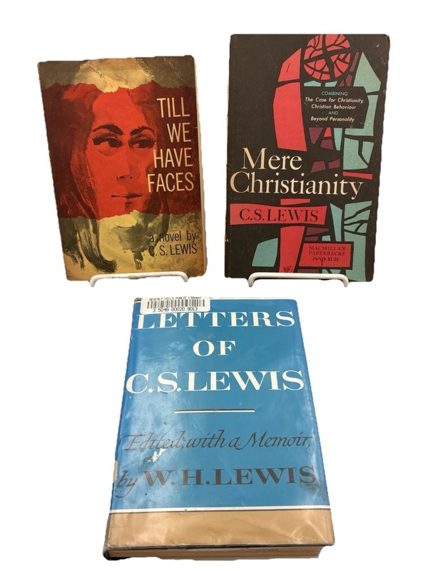 C.S. Lewis Lot of 3 Books Vintage Books From The Beverly Hills Public Library CA