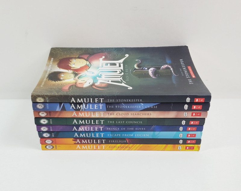 Lot of 8 Amulet Books 1-8 by Kazu Kibuishi Paperback Scholastic Graphic Novels