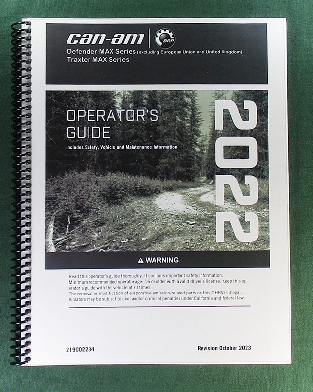 2022 Can-Am Defender MAX DPS HD10 Owner’s Manual: 258 Pages & Protective Covers!