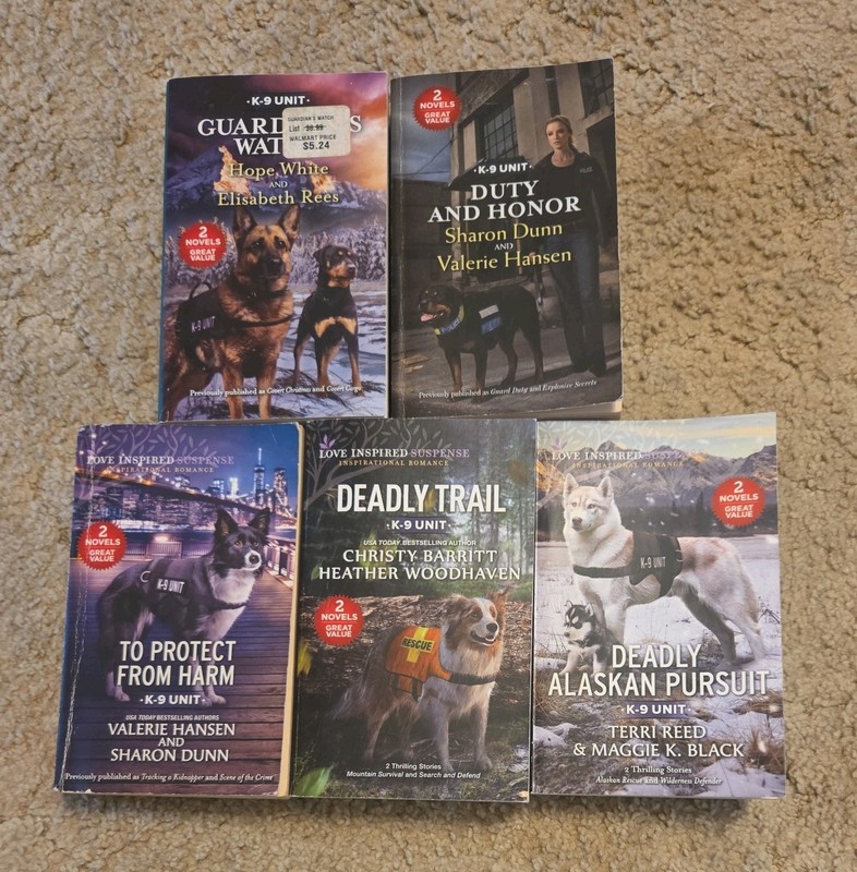 LOVE INSPIRED ROMANTIC SUSPENSE “K-9 UNIT” – LOT OF 5 PAPERBACK 2-IN-1 BOOKS