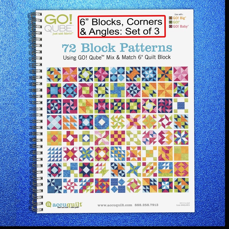 AccuQuilt Go! Qube Manual 6″ 3-in-1: BLOCK, CORNERS & ANGLES, 431 PG, BINDING