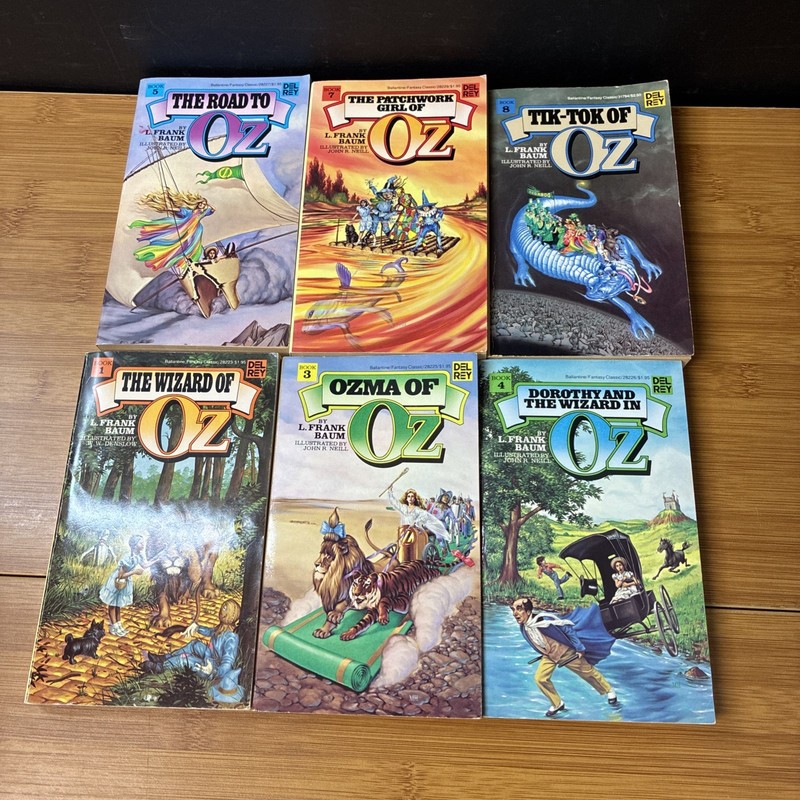 Lot of 6 The Wizard of Oz Series Paperback Books 1, 3-5, 7-8 by L. Frank Baum
