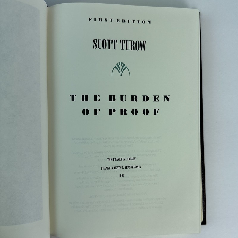 Franklin Library The Burden Of Proof Scott Turow 1990 Signed 1st Edition Leather gallery
