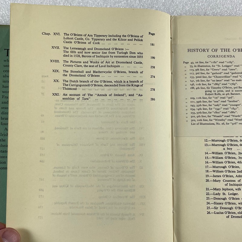 History of the O'BRIENS : from Brian Boroimhe A.D. 1000 to 1945 HCDJ illustrated gallery
