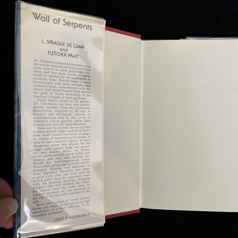 Wall of Serpents (Phantasia Press 1978) L. Sprague de Camp, HC EX Cond.!! gallery