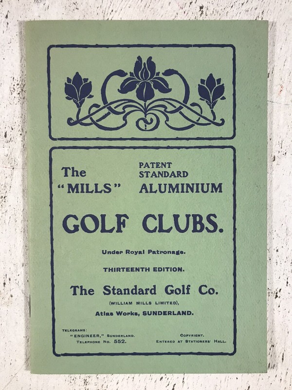 Mills Patent Standard Aluminium Golf Clubs Facsimile of Antique Catalogue
