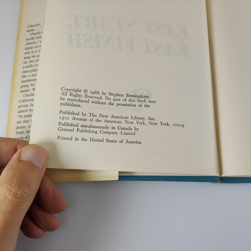 Fast Start, Fast Finish by Stephen Birmingham 1966 New American Library HCDJ BCE gallery
