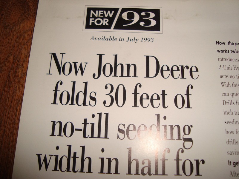 Vintage John Deere 1993 750 No-Till Drill Hydraulic Hitch Brochure Single Page gallery