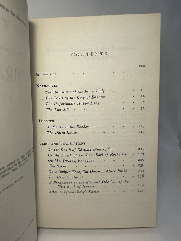 RARE 1st ED Selected Writings Aphra Behn Grove Ed. '50 Feminism Literature gallery