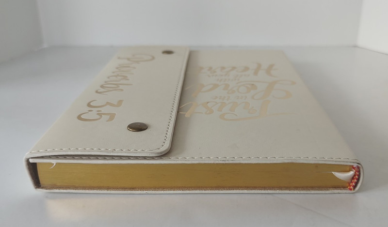Journal Cream Leather Bound Snap Close Inspirational 8in. X 6in. gallery