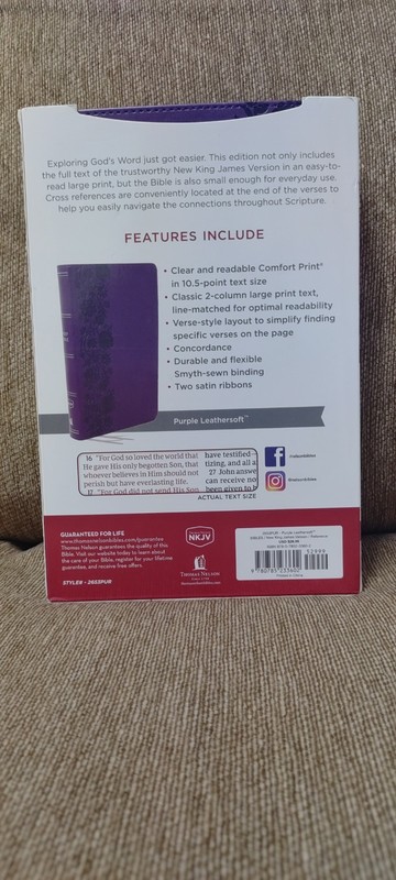 NKJV End-Of-verse Reference Bible, Personal Size Large Print, Purple leathersoft gallery