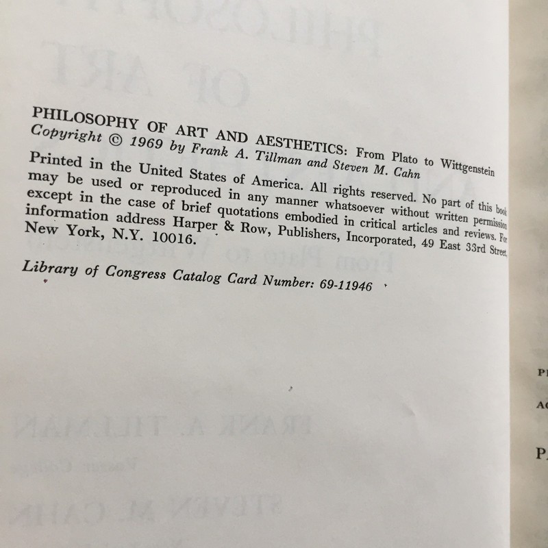 Philosophy of Art & Aesthetics From Plato to Wittgenstein Tillman Cahn 1969 HC gallery