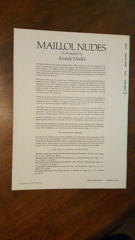 Dover Art Library -Maillol Nudes by Aristide Maillol 1980 Very Good+ gallery