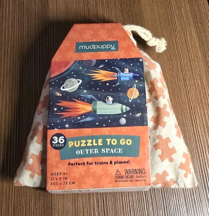 Outer Space Puzzle to Go by Mudpuppy, 36 Pcs (3+), 12×9 in, Mfg 09/2018 M080418A