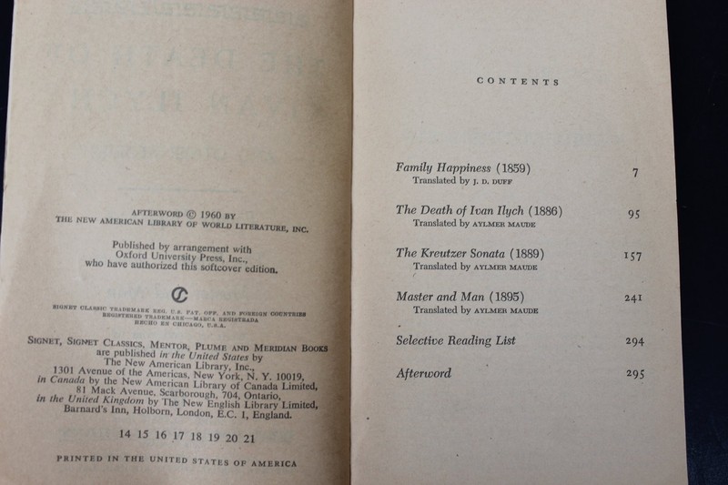 Death of Ivan Ilych Tolstoy 1960 Signet Classic Stories New American Library PB gallery
